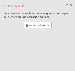 Panel de compartir para guardar en la nube.