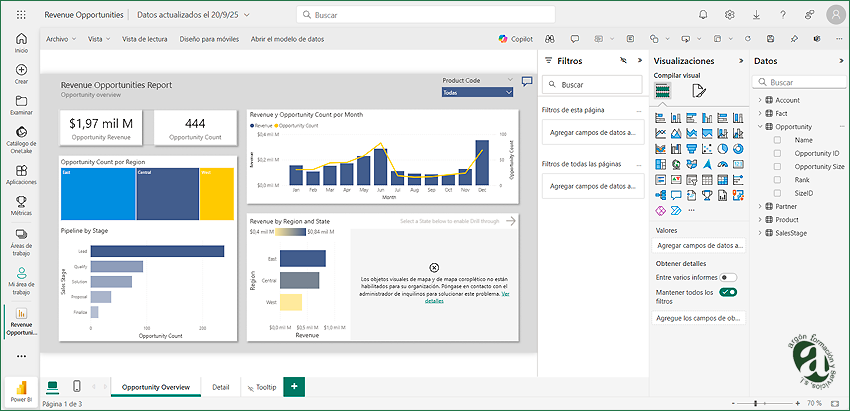 Vista de Power BI Online